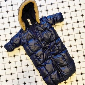 GAP newborn navy down filled puffer snow suit.